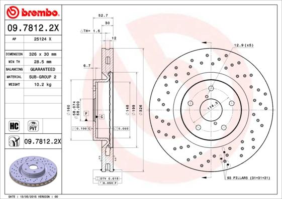 Brembo 09.7812.2X — Tarcza hamulcowa