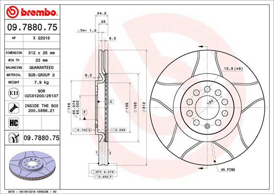 Brembo 09.7880.75 — Tarcza hamulcowa