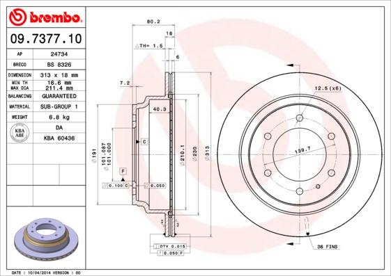 Brembo 09.7377.10 — Tarcza hamulcowa
