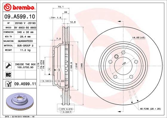 Brembo 09.A599.11 — Tarcza hamulcowa