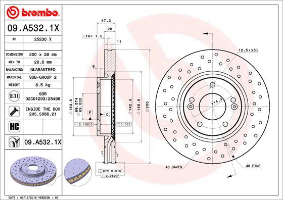 Brembo 09.A532.1X — Tarcza hamulcowa