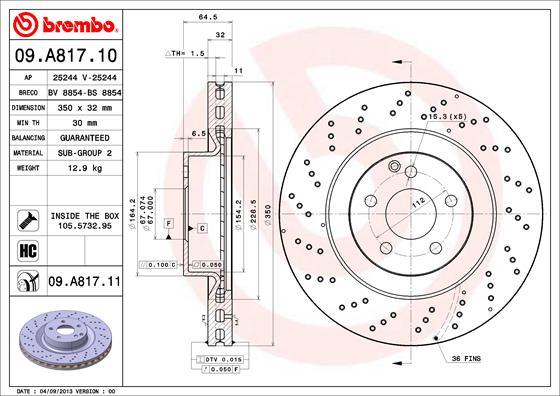Brembo 09.A817.11 — Tarcza hamulcowa