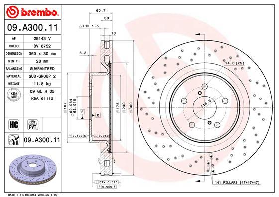 Brembo 09.A300.11 — Tarcza hamulcowa