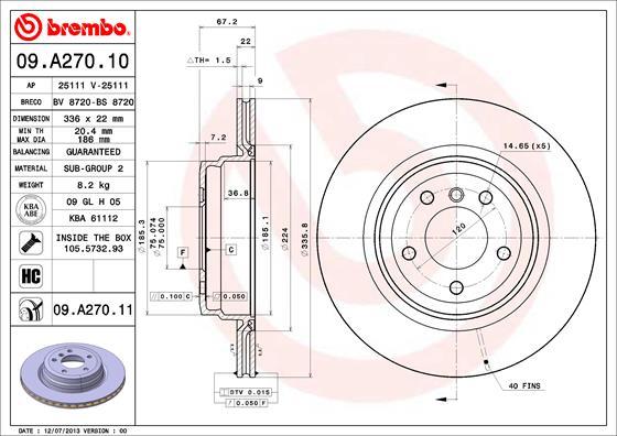 Brembo 09.A270.11 — Tarcza hamulcowa
