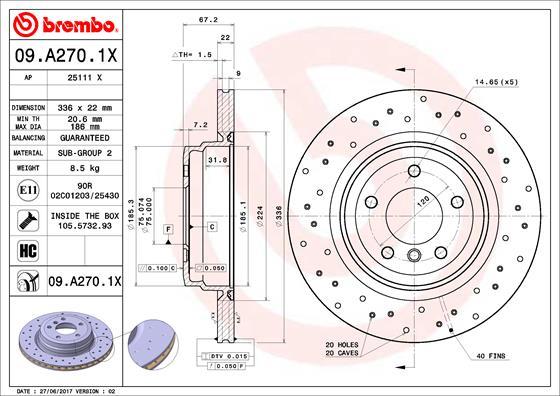 Brembo 09.A270.1X — Tarcza hamulcowa