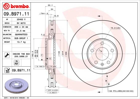 Brembo 09.B971.11 — Tarcza hamulcowa