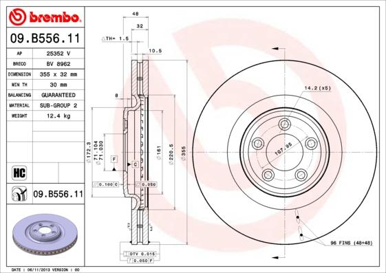Brembo 09.B556.11 — Tarcza hamulcowa