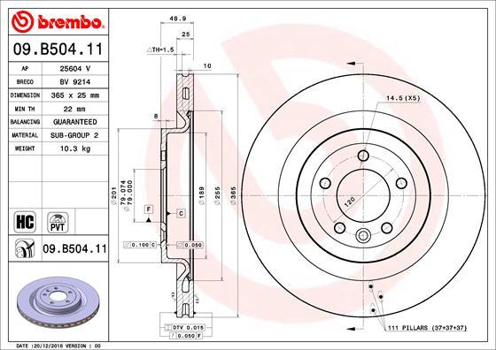 Brembo 09.B504.11 — Tarcza hamulcowa