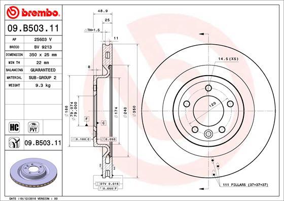 Brembo 09.B503.11 — Tarcza hamulcowa