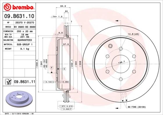 Brembo 09.B631.11 — Tarcza hamulcowa
