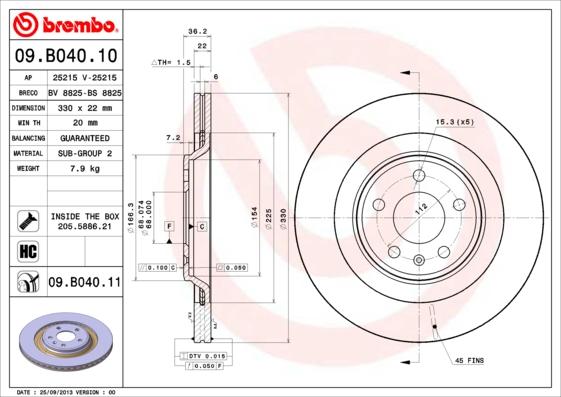 Brembo 09.B040.11 — Tarcza hamulcowa
