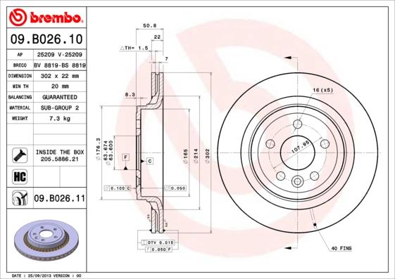 Brembo 09.B026.11 — Tarcza hamulcowa