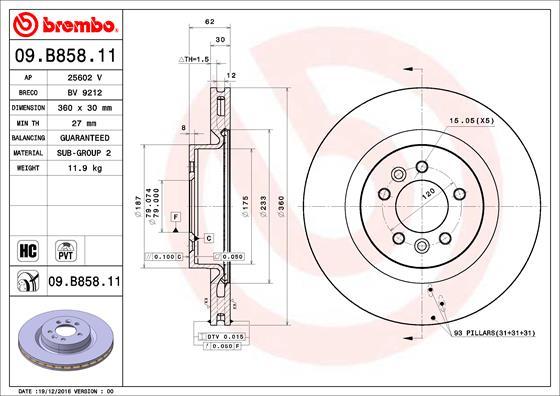 Brembo 09.B858.11 — Tarcza hamulcowa