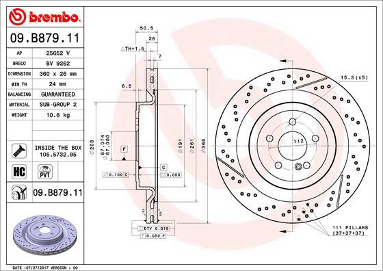 Brembo 09.B879.11 — Tarcza hamulcowa