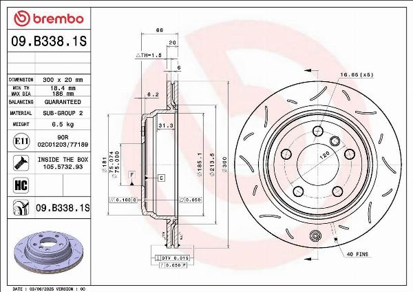 Brembo 09.B338.1S — Tarcza hamulcowa