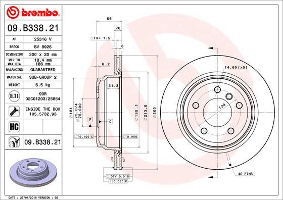 Brembo 09.B338.21 — Tarcza hamulcowa