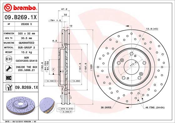 Brembo 09.B269.1X — Tarcza hamulcowa