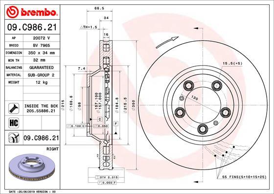 Brembo 09.C986.21 — Tarcza hamulcowa
