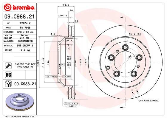 Brembo 09.C988.21 — Tarcza hamulcowa