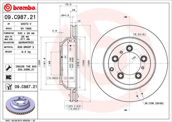 Brembo 09.C987.21 — Tarcza hamulcowa