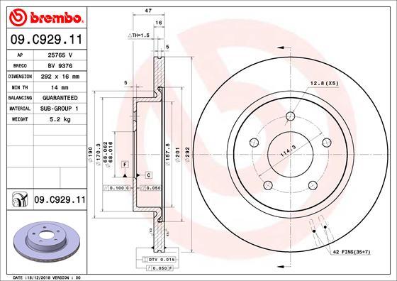 Brembo 09.C929.11 — Tarcza hamulcowa