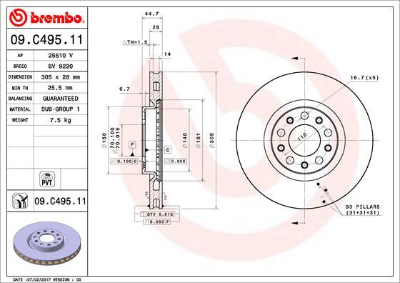 Brembo 09.C495.11 — Tarcza hamulcowa