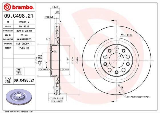 Brembo 09.C498.21 — Tarcza hamulcowa