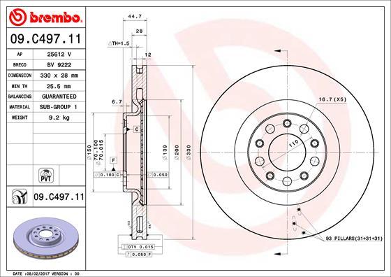 Brembo 09.C497.11 — Tarcza hamulcowa