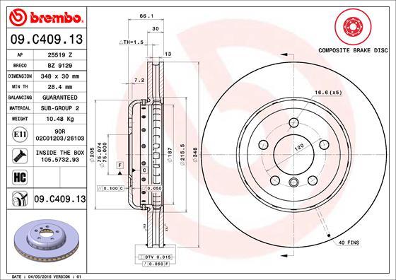 Brembo 09.C409.13 — Tarcza hamulcowa