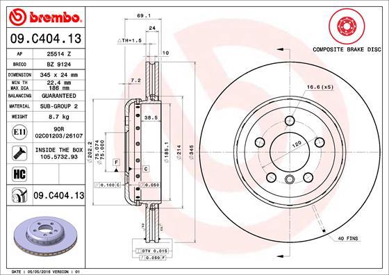 Brembo 09.C404.13 — Tarcza hamulcowa