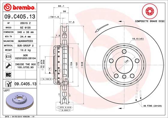 Brembo 09.C405.13 — Tarcza hamulcowa