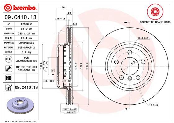 Brembo 09.C410.13 — Tarcza hamulcowa