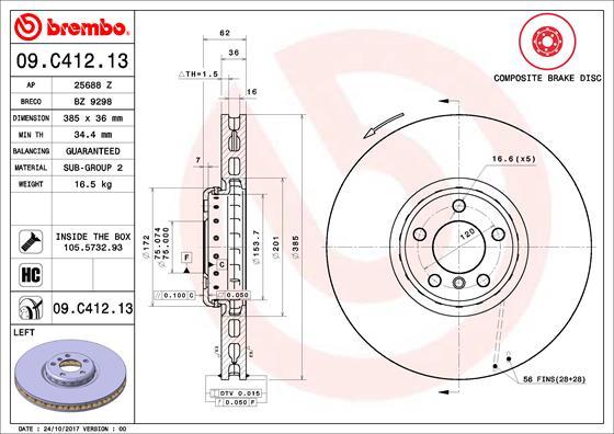 Brembo 09.C412.13 — Tarcza hamulcowa