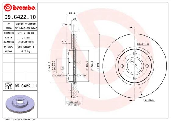 Brembo 09.C422.11 — Tarcza hamulcowa