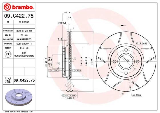 Brembo 09.C422.75 — Tarcza hamulcowa