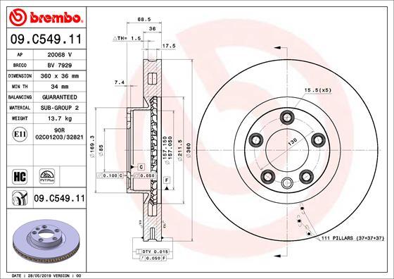 Brembo 09.C549.11 — Tarcza hamulcowa