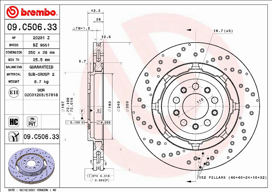 Brembo 09.C506.33 — Tarcza hamulcowa