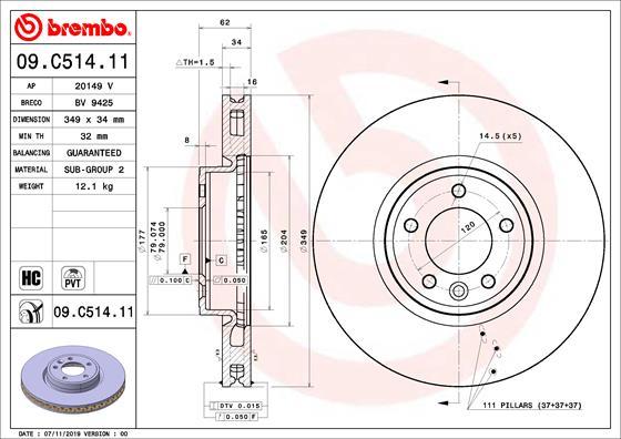 Brembo 09.C514.11 — Tarcza hamulcowa