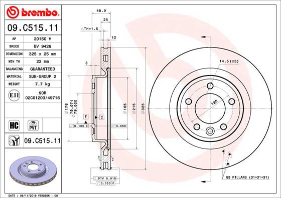 Brembo 09.C515.11 — Tarcza hamulcowa