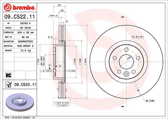 Brembo 09.C522.11 — Tarcza hamulcowa