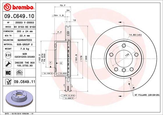 Brembo 09.C649.11 — Tarcza hamulcowa