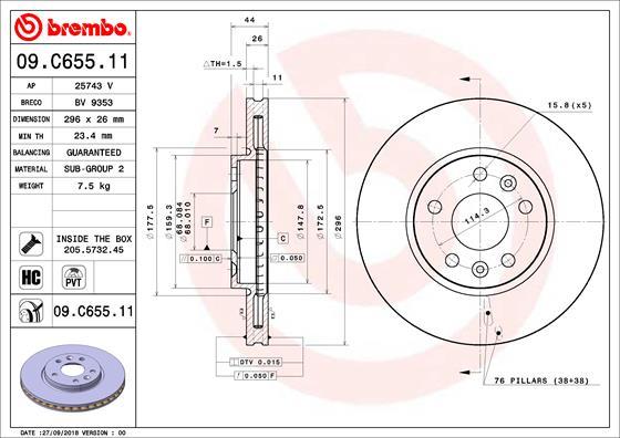 Brembo 09.C655.11 — Tarcza hamulcowa