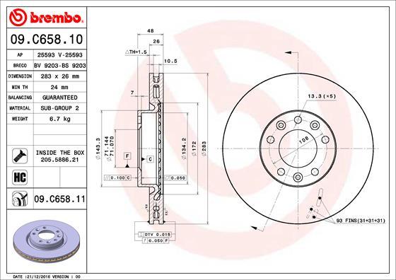 Brembo 09.C658.11 — Tarcza hamulcowa