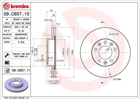 Brembo 09.C657.11 — Tarcza hamulcowa