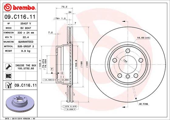 Brembo 09.C116.11 — Tarcza hamulcowa