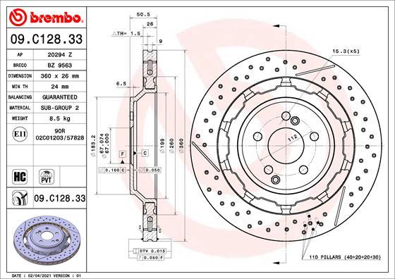 Brembo 09.C128.33 — Tarcza hamulcowa