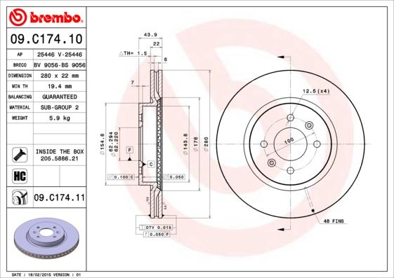 Brembo 09.C174.11 — Tarcza hamulcowa