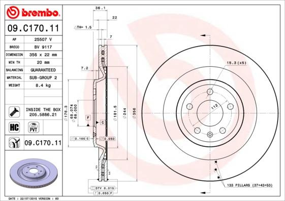Brembo 09.C170.11 — Tarcza hamulcowa