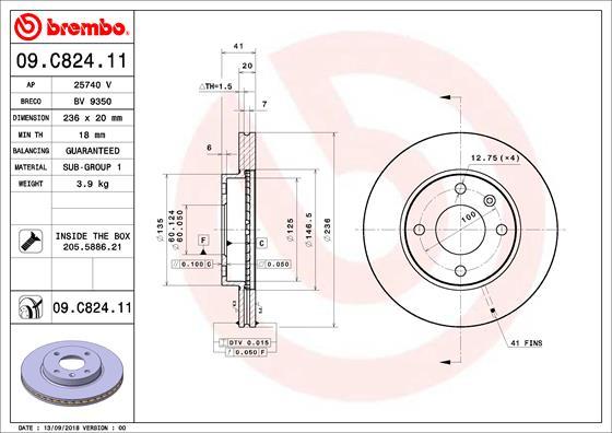 Brembo 09.C824.11 — Tarcza hamulcowa
