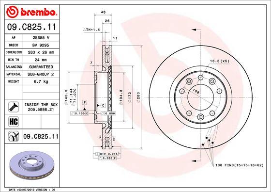 Brembo 09.C825.11 — Tarcza hamulcowa